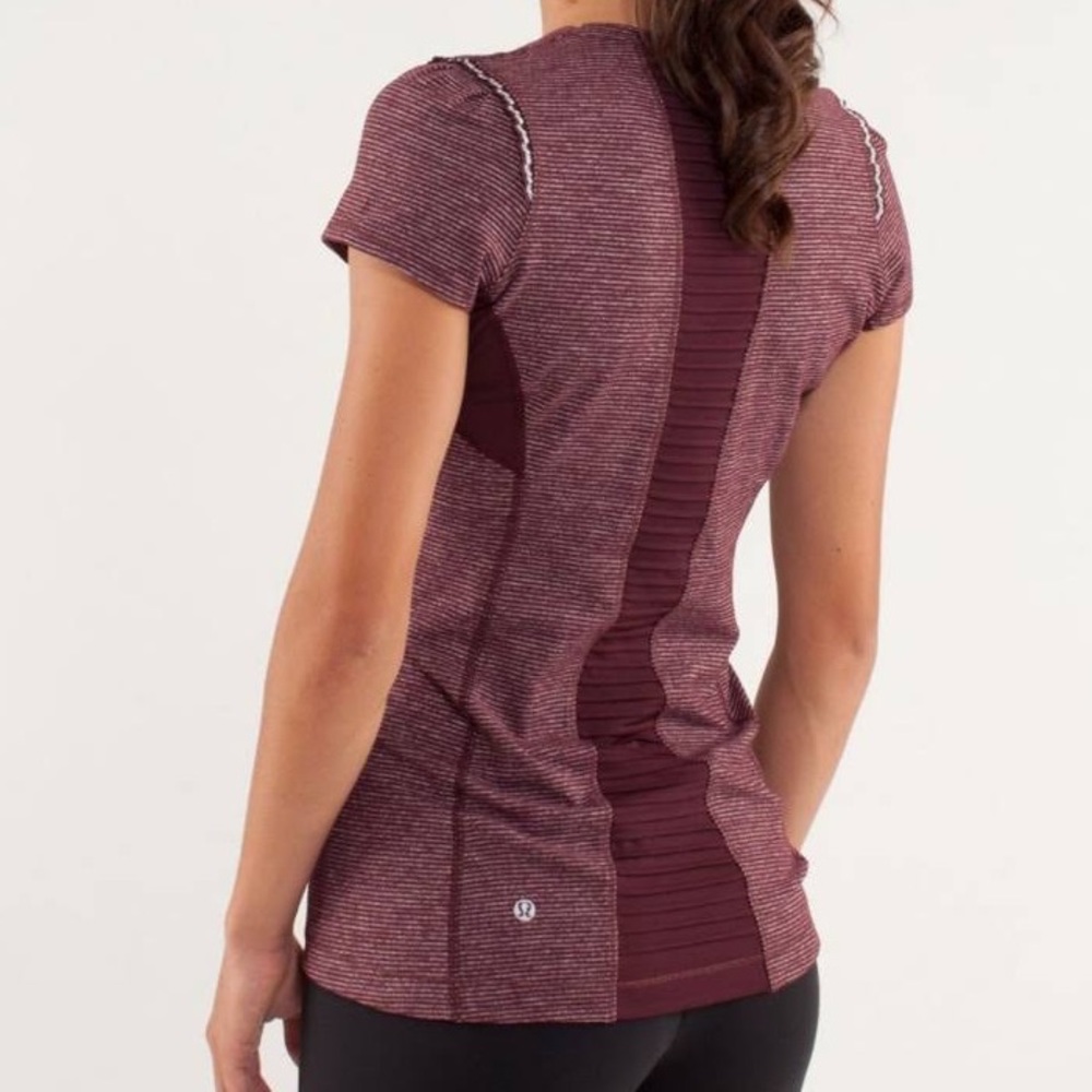 Lululemon Star Runner Short Sleeve Tee in Tonka Stripe Bordeaux Drama